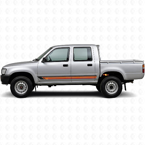 Calcomanía de vinilo lateral con franjas rectas vintage para Toyota Hilux 1988-1997_1