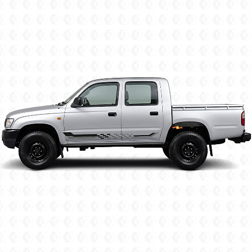 Calcomanía de vinilo de franjas laterales a cuadros para Toyota Hilux 1997-2004_1