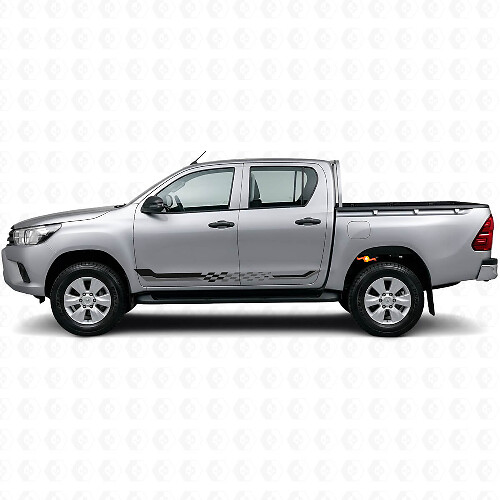 Vinilo Adhesivo de Franjas Laterales a Cuadros para Toyota Hilux 2015+_1