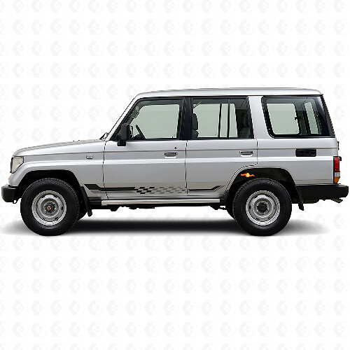 Calcomanía de vinilo con franjas laterales a cuadros para Toyota Land Cruiser Prado 1990-1996_1