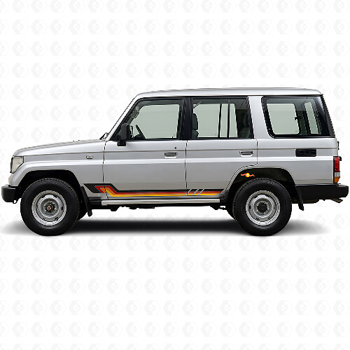 Calcomanía de vinilo con franjas laterales estilo vintage para Toyota Land Cruiser Prado 1990-1996_1