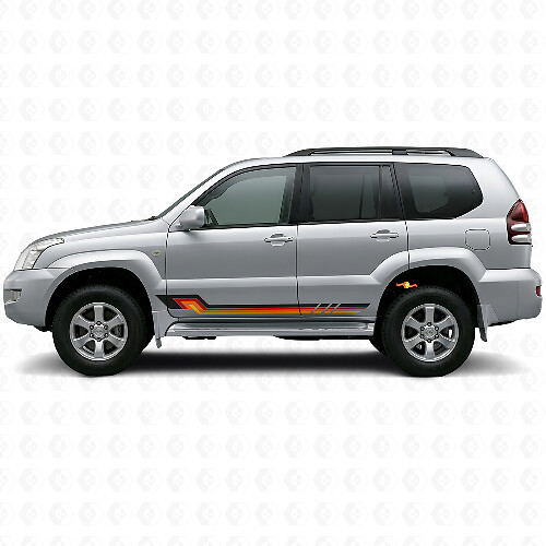 Calcomanía de vinilo con franjas laterales estilo vintage para Toyota Land Cruiser Prado 2002-2009_1