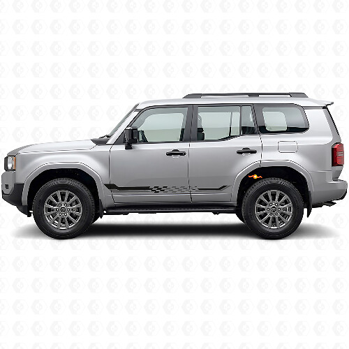 Calcomanía de Vinilo con Franjas Laterales de Bandera a Cuadros para Toyota Land Cruiser Prado 2023+_1