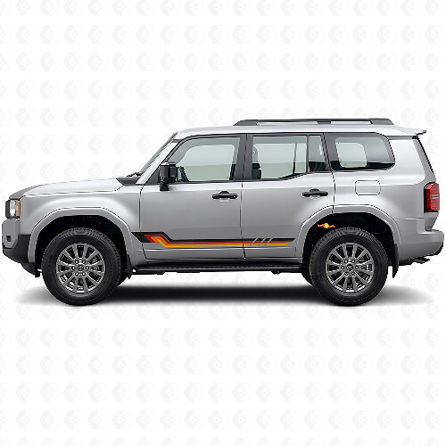 Calcomanía de vinilo con franjas laterales de estilo vintage para Toyota Land Cruiser Prado 2023+_1