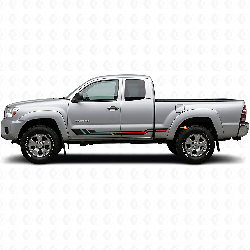 Calcomanía de vinilo para paneles laterales con franjas curvas para Toyota Tacoma 2004-2015_1