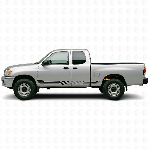 Calcomanía de vinilo con franjas laterales de bandera a cuadros para Toyota Tundra 1999-2006_1