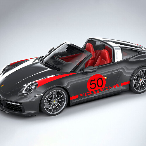 Calcomanía de vinilo con franjas laterales de diseño Heritage para Porsche 911 Targa 4S_1
