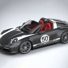 Calcomanía de vinilo con franjas laterales de diseño Heritage para Porsche 911 Targa 4S_2