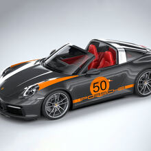 Calcomanía de vinilo con franjas laterales de diseño Heritage para Porsche 911 Targa 4S_3