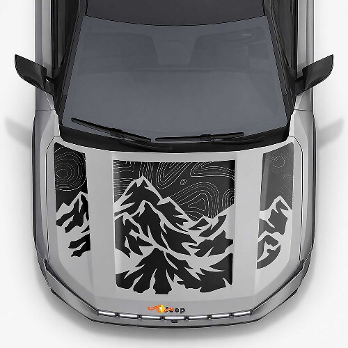 Pegatinas de vinilo con franjas en estilo topográfico de montaña para capó de Jeep Compass 2026 1