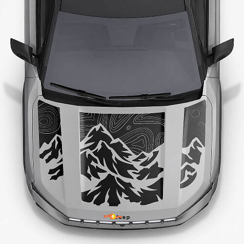 Pegatinas de vinilo con franjas en estilo topográfico de montaña para capó de Jeep Compass 2026