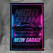 Panel de Arte de Pared Acrílico Brillante de Rendimiento Neon Garage 2