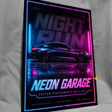 Panel de Arte de Pared Acrílico Brillante de Rendimiento Neon Garage 3