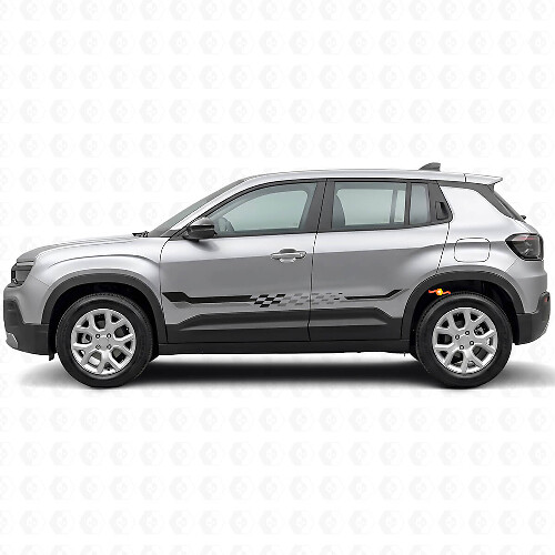 Adhesivo de vinilo con rayas laterales a cuadros para Jeep Avenger 2023+_1