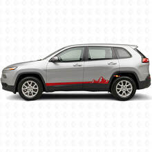 Calcomanía lateral de vinilo con franjas delgadas y montañas para Jeep Cherokee KL 2013-2023_3