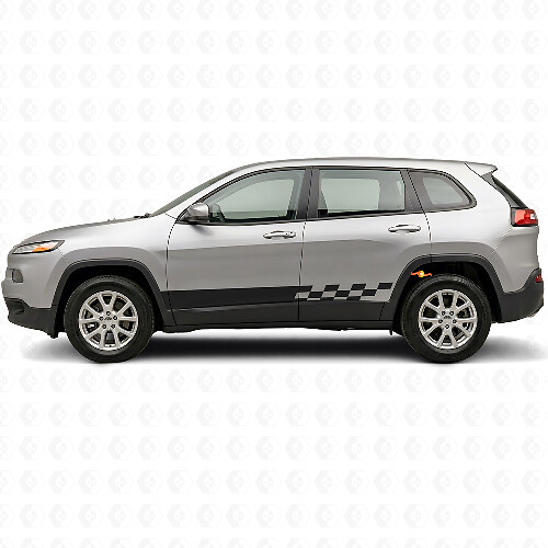 Calcomanía lateral de vinilo con rayas a cuadros para Jeep Cherokee KL 2013-2023