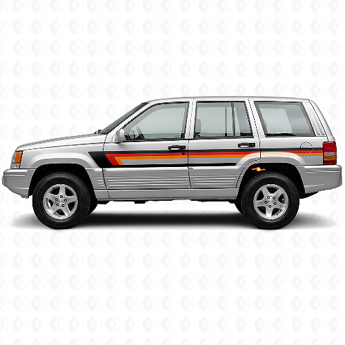 Calcomanía de vinilo de tres franjas para puerta lateral para Jeep Grand Cherokee 1993-1998_1