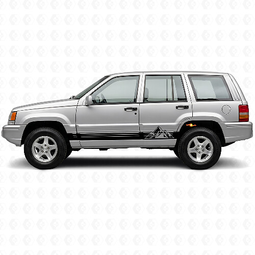 Calcomanía lateral de vinilo con franjas estilo montañas para Jeep Grand Cherokee 1993-1998_1