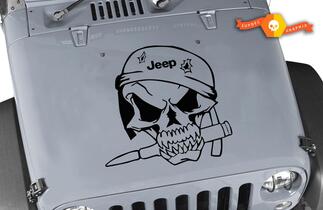 Calcomanía de vinilo para capó de Jeep Wrangler Military Soldier Skull TJ LJ JK 20