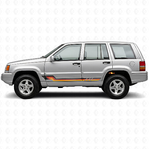 Calcomanía de vinilo de franjas laterales estilo vintage para Jeep Grand Cherokee 1993-1998_1