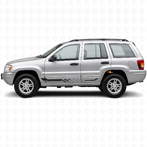 Calcomanía de vinilo con franjas laterales de bandera a cuadros para Jeep Grand Cherokee 1999-2004