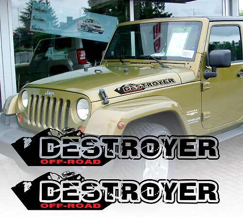 Par de DESTROYER Wrangler Decal set Jeep pegatinas capó guardabarros gráfico TJ JK CJ YJ rubicon