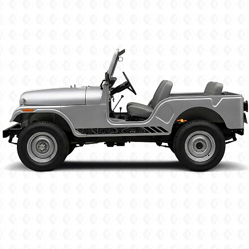 Calcomanía lateral de vinilo con franjas estilo topográfico para Jeep CJ-5 1955-1983_1