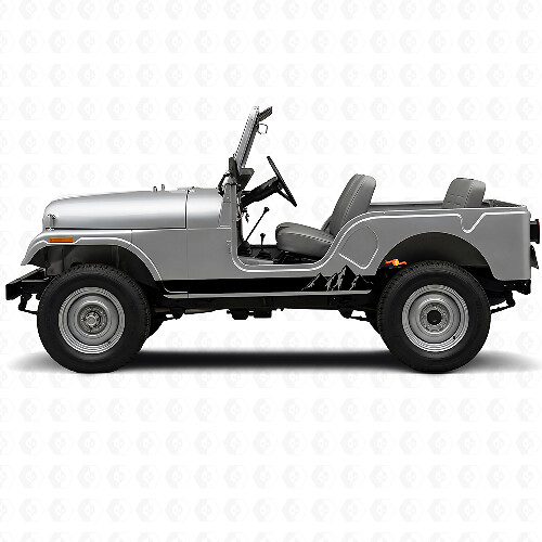 Vinilo lateral de rayas anchas de montañas para Jeep CJ-5 1955-1983