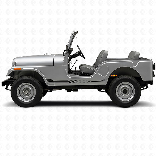 Vinilo adhesivo con franjas laterales de bandera a cuadros para Jeep CJ-5 1955-1983