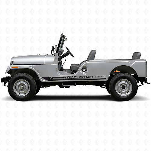Vinilo adhesivo de franjas laterales curvas a cuadros para Jeep CJ-6 1955-1975_1