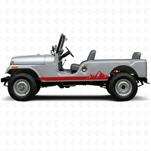 Calcomanía lateral de vinilo con rayas finas de montañas para Jeep CJ-6 1955-1975_3