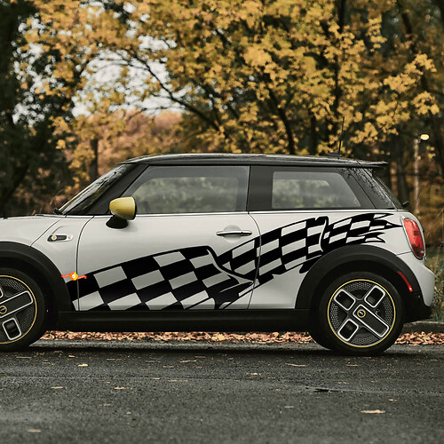 Enorme pegatina de calcomanías de puertas laterales a cuadros para mini cooper
