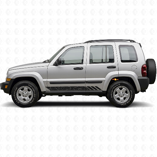 Pegatinas laterales de vinilo con diseño de franjas estilo topográfico para Jeep Liberty 2002-2012_1