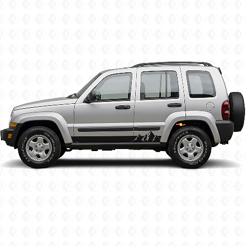 Vinilo lateral de franjas anchas con montañas para Jeep Liberty 2002-2012_1