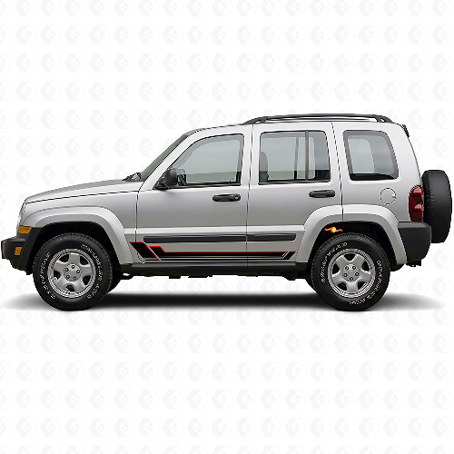 Calcomanía de vinilo con franjas dobles para panel lateral para Jeep Liberty 2002-2012_1