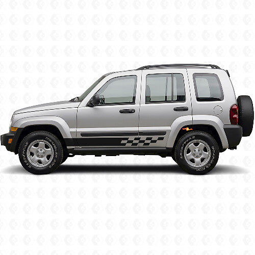 Vinilo adhesivo lateral de rayas a cuadros para Jeep Liberty 2002-2012_1