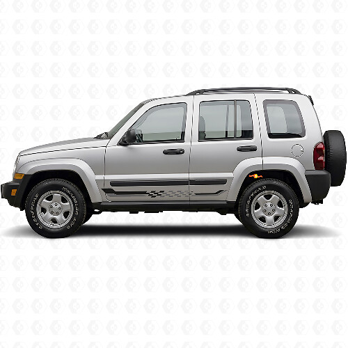 Calcomanía de Vinilo con Rayas Laterales de Bandera a Cuadros para Jeep Liberty 2002-2012_1