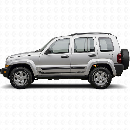 Calcomanía de vinilo de franjas laterales estilo racing para Jeep Liberty 2002-2012_1