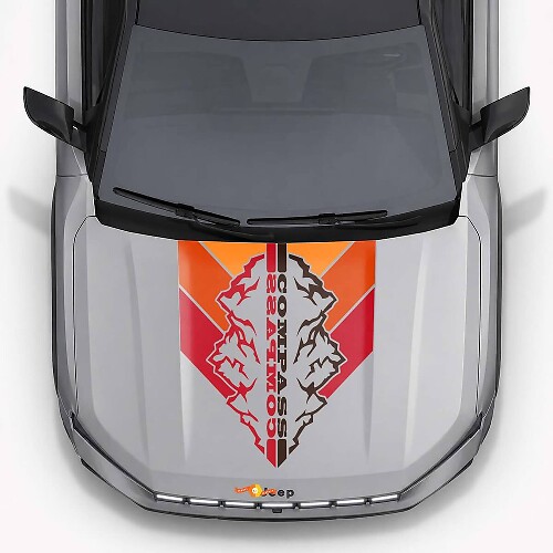 Vinilo adhesivo con tiras en estilo vintage de montañas para Jeep Compass 2026