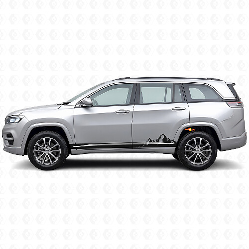Calcomanía lateral de vinilo con rayas finas de montañas para Jeep Commander Meridian 2021+_1
