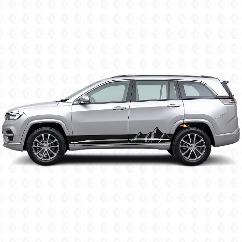 Calcomanía lateral de vinilo con franjas anchas de montañas para Jeep Commander Meridian 2021+_1