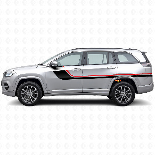 Calcomanía lateral de vinilo de rayas gemelas para Jeep Commander Meridian 2021+