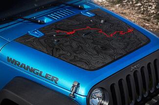 Jeep Wrangler Blackout Black Bear Edition Pass Map Aventure Trip Vinyl Hood Decal TJ LJ JK Unlimited