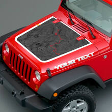 Vinilo adhesivo con diseño de mapa topográfico y texto personalizado para capó de Jeep Wrangler_2