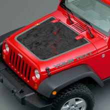 Vinilo adhesivo con diseño de mapa topográfico y texto personalizado para capó de Jeep Wrangler_3