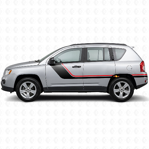 Calcomanía lateral de vinilo con franjas gemelas para Jeep Compass 2007-2016