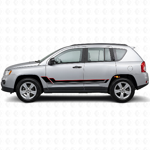 Calcomanía de vinilo con franjas gemelas para los paneles laterales de Jeep Compass 2007-2016
