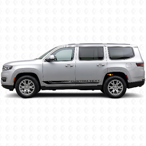 Calcomanía de vinilo con rayas laterales curvas ajedrezadas para Jeep Wagoneer 2022+_1