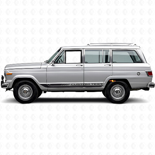 Calcomanía de vinilo con franjas laterales curvas a cuadros para Jeep Wagoneer 1963-1991_1
