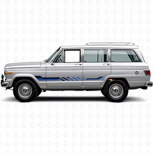 Calcomanía de vinilo con franjas laterales de bandera a cuadros para Jeep Wagoneer 1963-1991_2